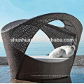 New design outdoor beach lounge PE rattan sun bed for poolside